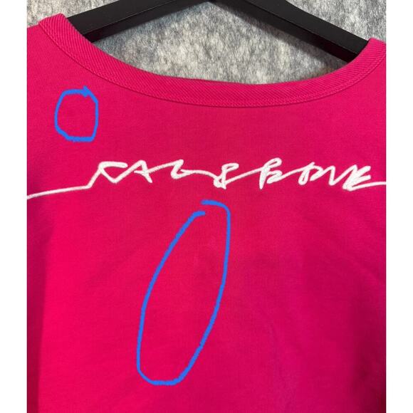 Rag & Bone Womens Pink Medium Cropped Long Sleeve Top FLAWED - Picture 2 of 8